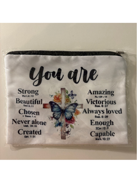 Unbranded Handbags - Inspirational “You Are” Butterfly Makeup Bag – Motivational Cosmetic Pouch Gift